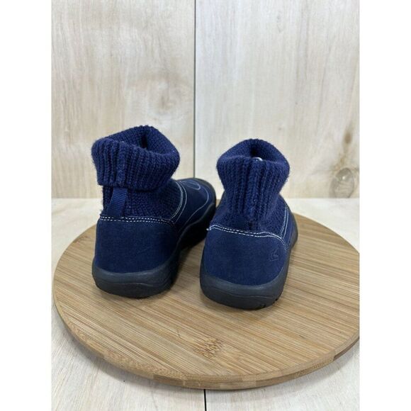 Keen Shay Blue Suede Fold Over Knit Slip On Ankle Boots Womens Size 5 - Picture 4 of 8